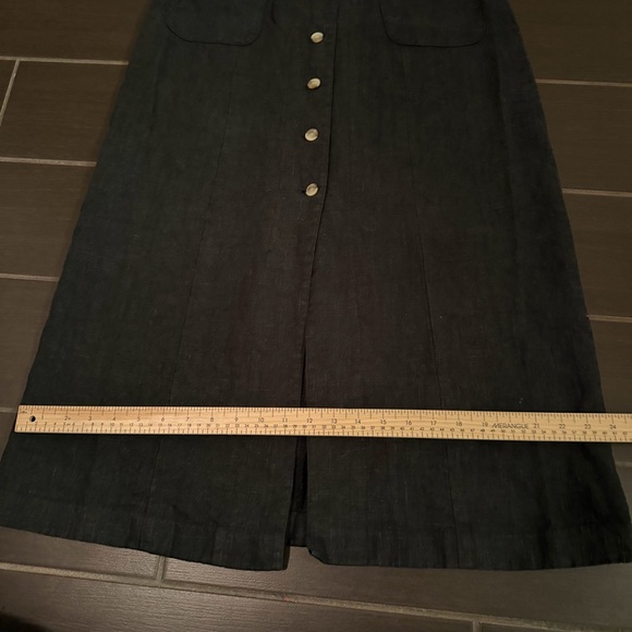 Vintage Harvé Benard Black Linen Midi Dress Medium Tailored Minimalist - Picture 5 of 9